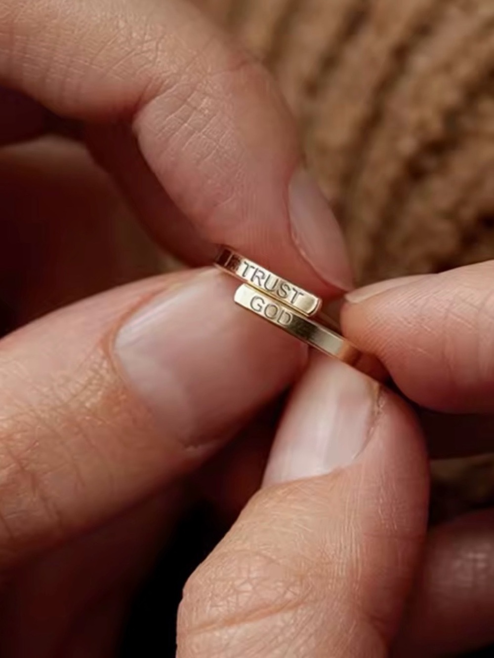 Trust God Gold-Plated Inspirational Ring open ring